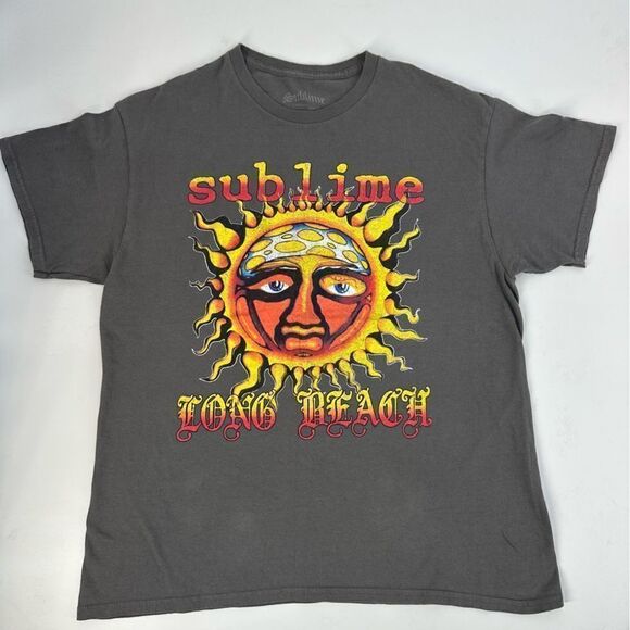 SUBLIME Sun Long Beach Gray Short Sleeve Band Tee Sz L - Picture 1 of 4